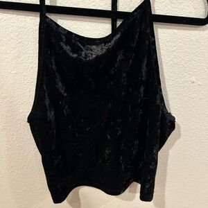 Black Asymmetrical Crop Tank Top